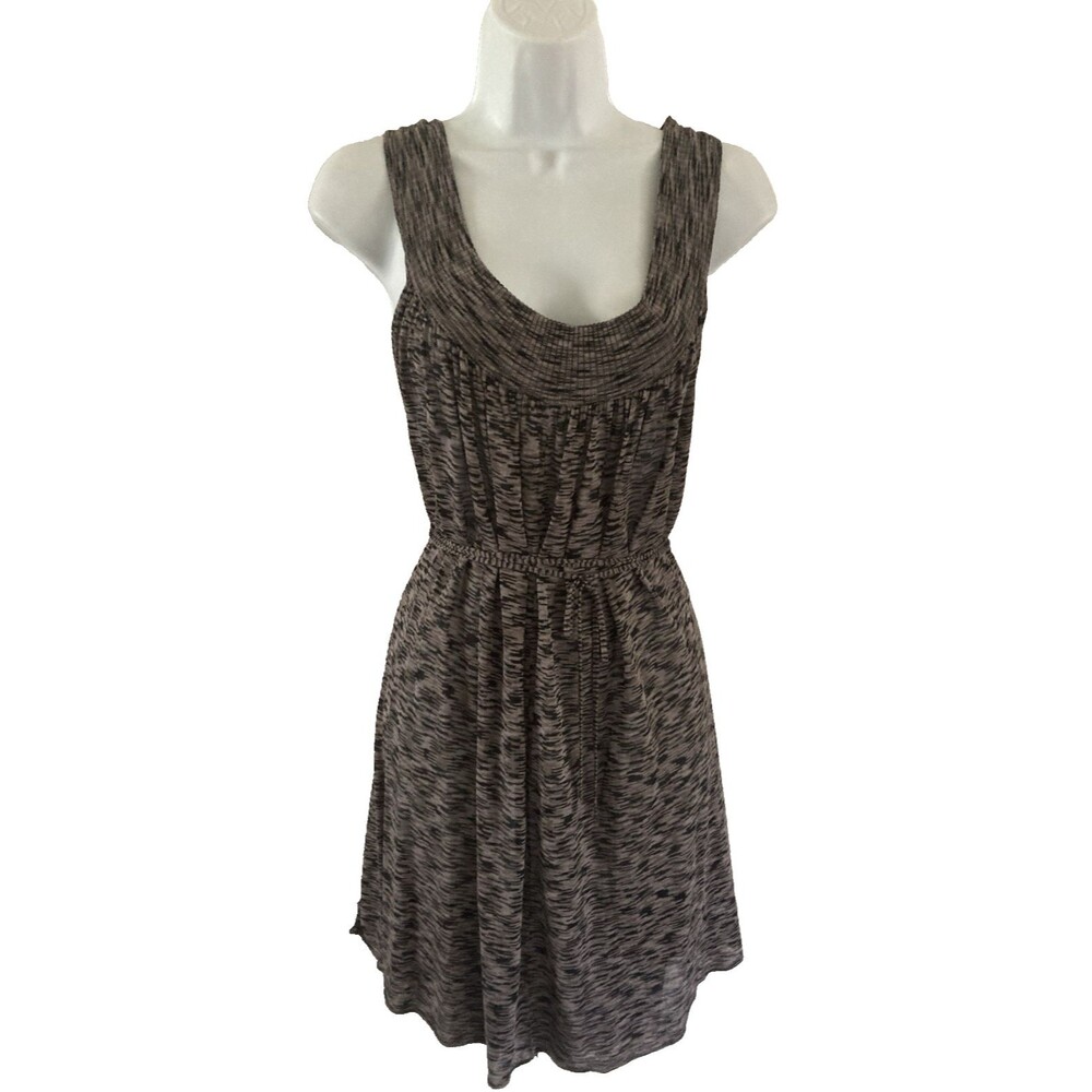 Free People Sleeveless Dress Women Size M Slinky Knit Scoop Neck Gray Black Boho